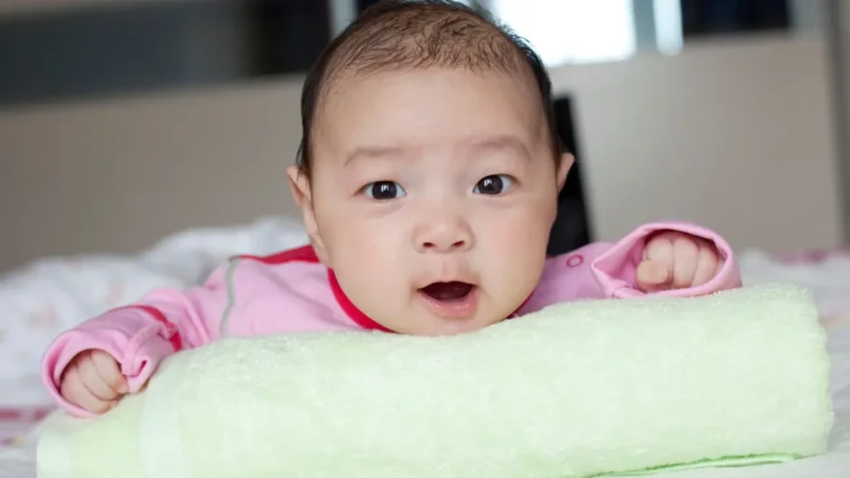 Tummy Time on Rolled Towel