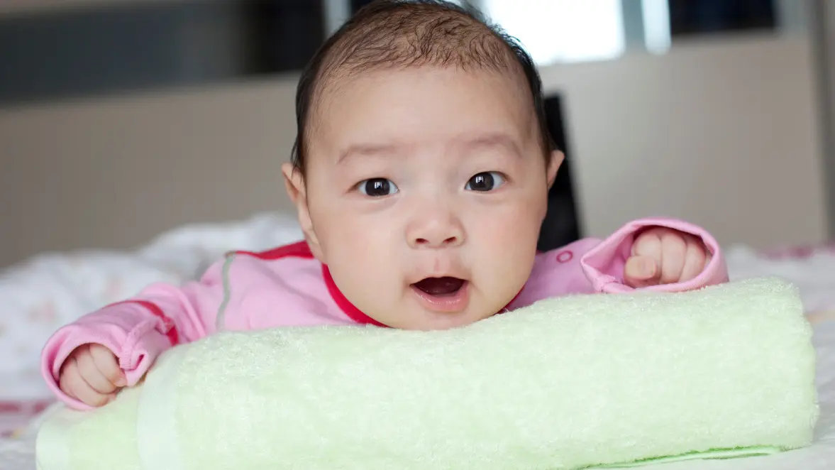 Tummy Time on Rolled Towel