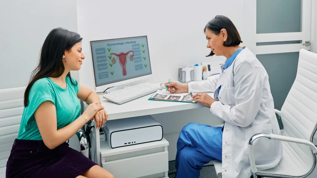 A woman checks her calendar, concerned about her irregular periods meet doctors for treatment.